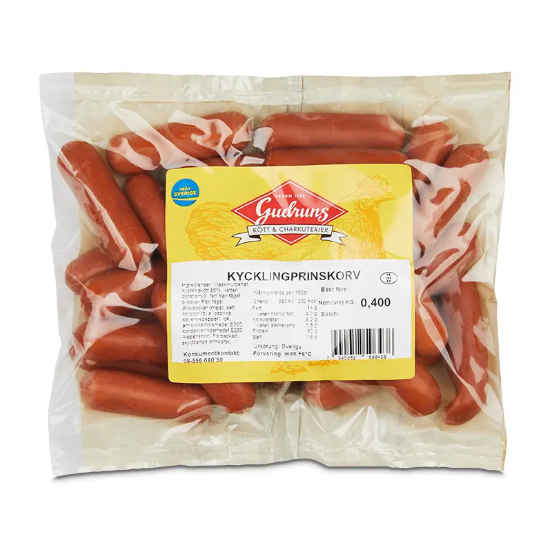 Kycklingprinskorv 20 x 400 g från Gudruns | #9643 | Korv
