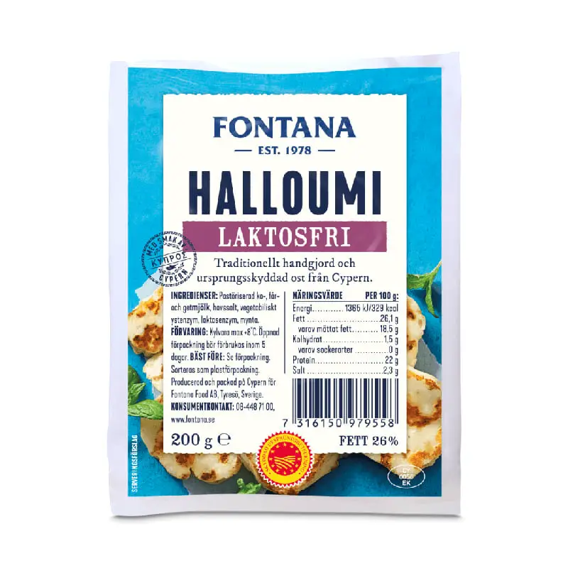 Halloumi Laktosfri PDO 8 x 200 g från Fontana | #97098 | Ost