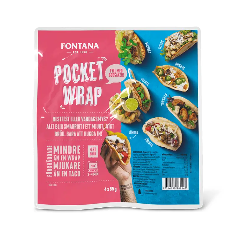 Pocket Wrap 12 x 4 st från Fontana | #98916 | Pitabröd & Tunnbröd