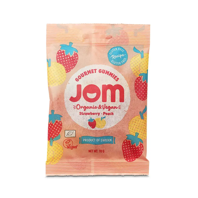 Jordgubb & Persika 16 x 70 g från JOM | #998181 | Godis