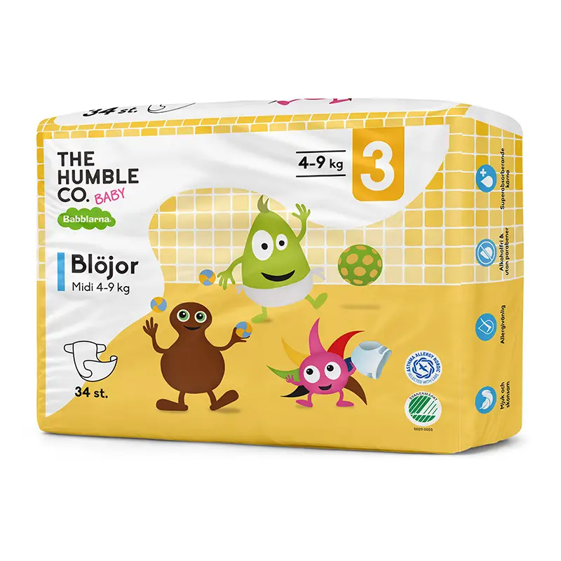Blöjor Midi (4-9kg) 6 x 34 st från Babblarna | #BADIAPMD34P | Blöjor