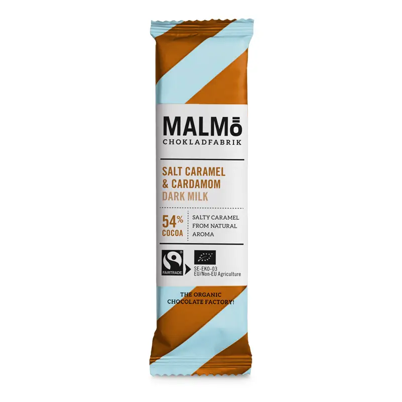 Salt Karamell & Kardemumma 54% 24 x 25 g från Malmö Chokladfabrik | #MÖ BARS SALTKARAMELL | Choklad