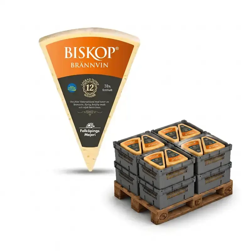 Biskop 31% Brännvin HALVPALL 288 x 720 g från Falköpings Mejeri | #6694 HP | Ost