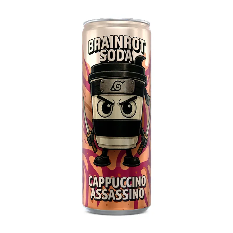 Cappuccino Assassino 24 x 25 cl från Brainrot Soda | #BRA004 | Läsk & Soda