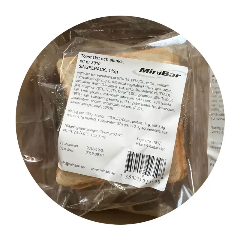 Toast Ost & Skinka, singel 12 x 119 g från Minibar | #3010 | Smörgåsar färdiga