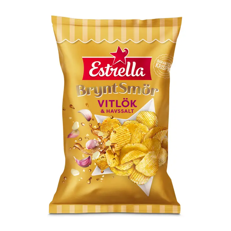 Chips Brynt Smör, Vitlök och Havssalt 18 x 275 g från Estrella | #10002003 | Chips