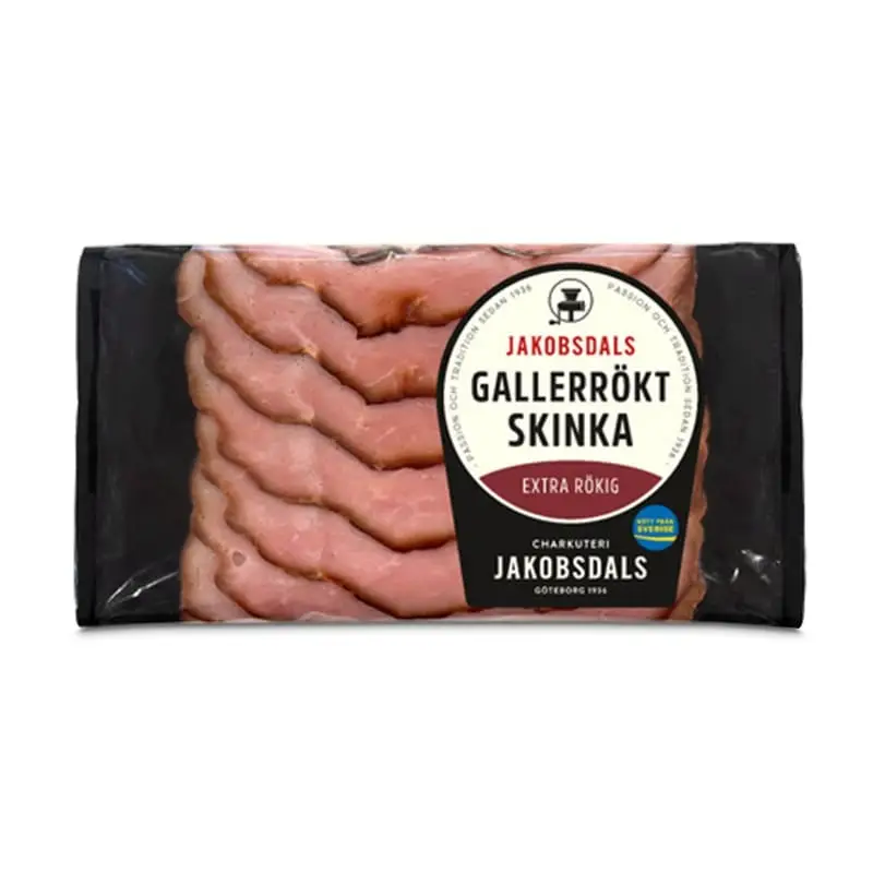 Gallerrökt Skinka Extra Rökig 12 x 100 g från Jakobsdals | #7590 | Skinka