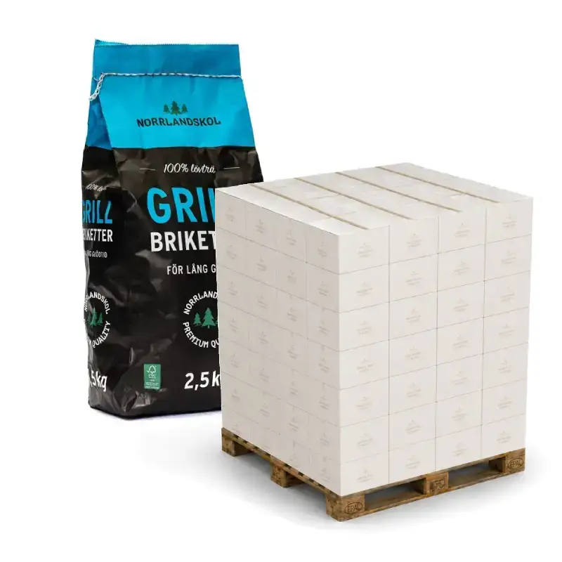 Grillbriketter HELPALL 140 x 2.5 kg från Norrlandskol | #301030 | Grilltillbehör