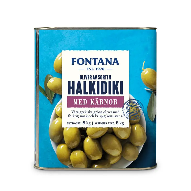 Oliver Halkidiki, gröna med kärnor 1x5kg från Fontana | #77742 | Oliver