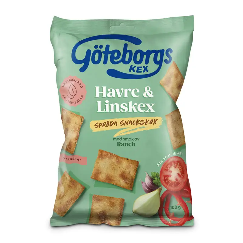 Havre & Linskex Ranch 10 x 100 g från Göteborgs Kex | #5460100591 | Salta Kex