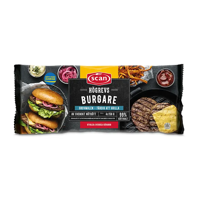 Högrevsburgare 4-pack 6x600g från Scan | #298911 | Hamburgare