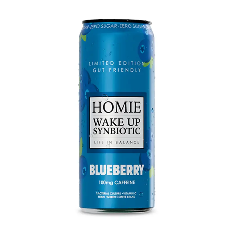 Wake Up Synbiotic Blueberry Limited Edition 24 x 33 cl från Homie life in balance | #636 | Energidrycker