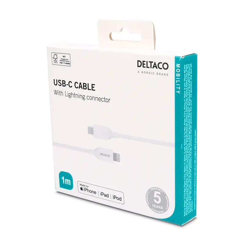 Laddkabel USB-C Lightning 1m 1 st från Deltaco | #IPLH-451 | Kablar & Adaptrar