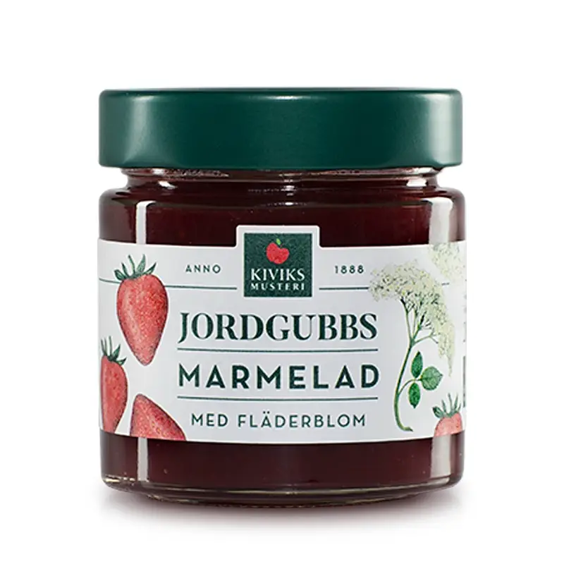 Jordgubbsmarmelad med Fläder 10x200g från Kiviks Musteri | #40450 | Sylt, Mos, Marmelad & Gelé