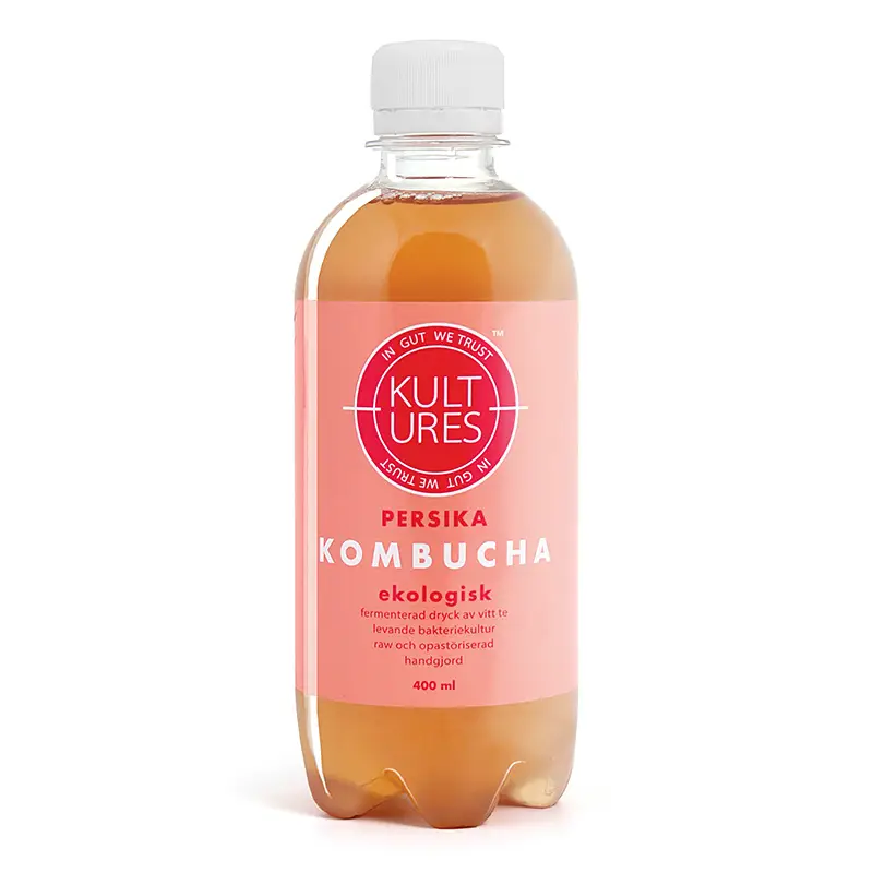 Kombucha Persika 12 x 400 ml från Kultures | #42340 | Kombucha