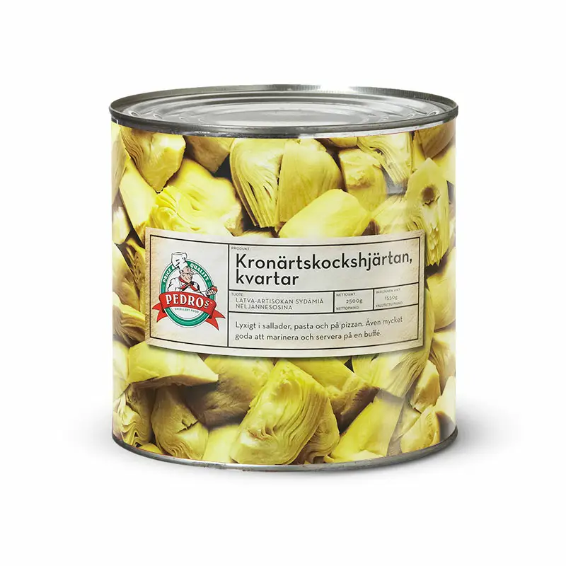 Kronhjärtan i kvartar 1x2.5kg från Pedros | #10195 | Grönsakskonserv