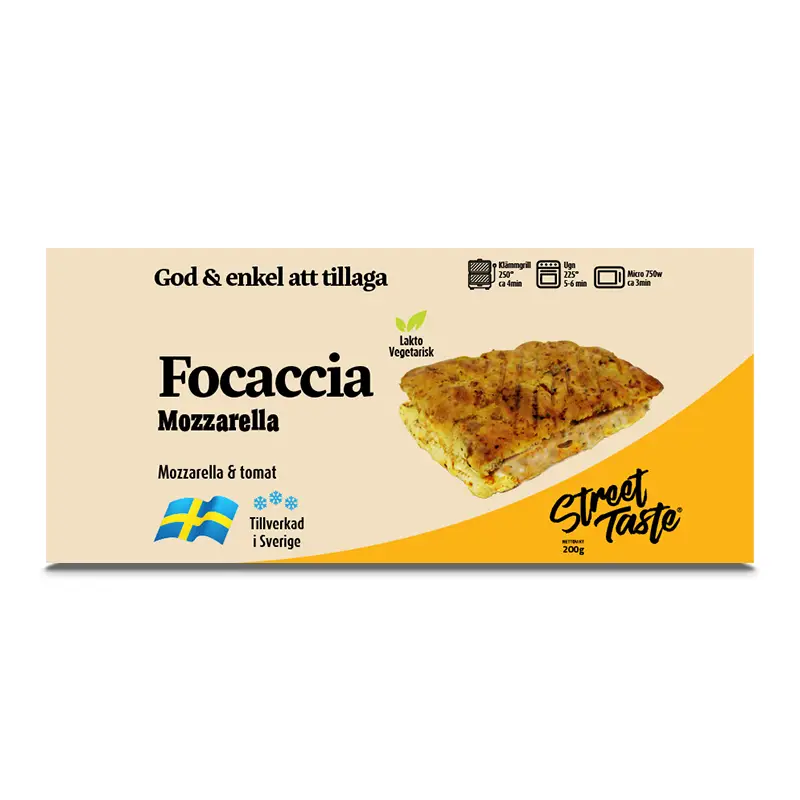 Focaccia Mozzarella 10 x 200 g från StreetTaste | #502 | Smörgåsar färdiga