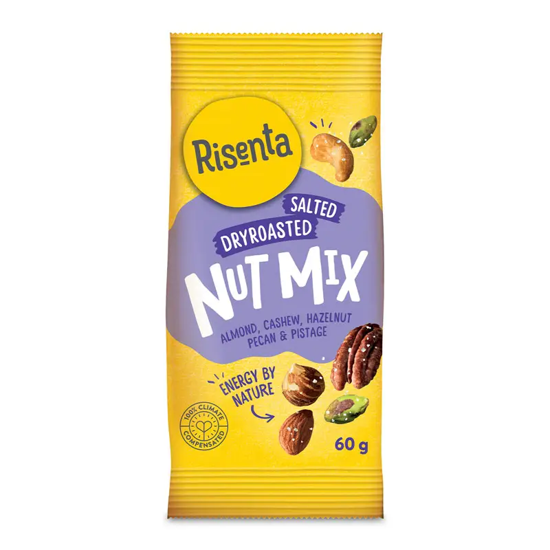 Nötmix, Rostade & Saltade  12x60 g från Risenta | #149023 | Nötter
