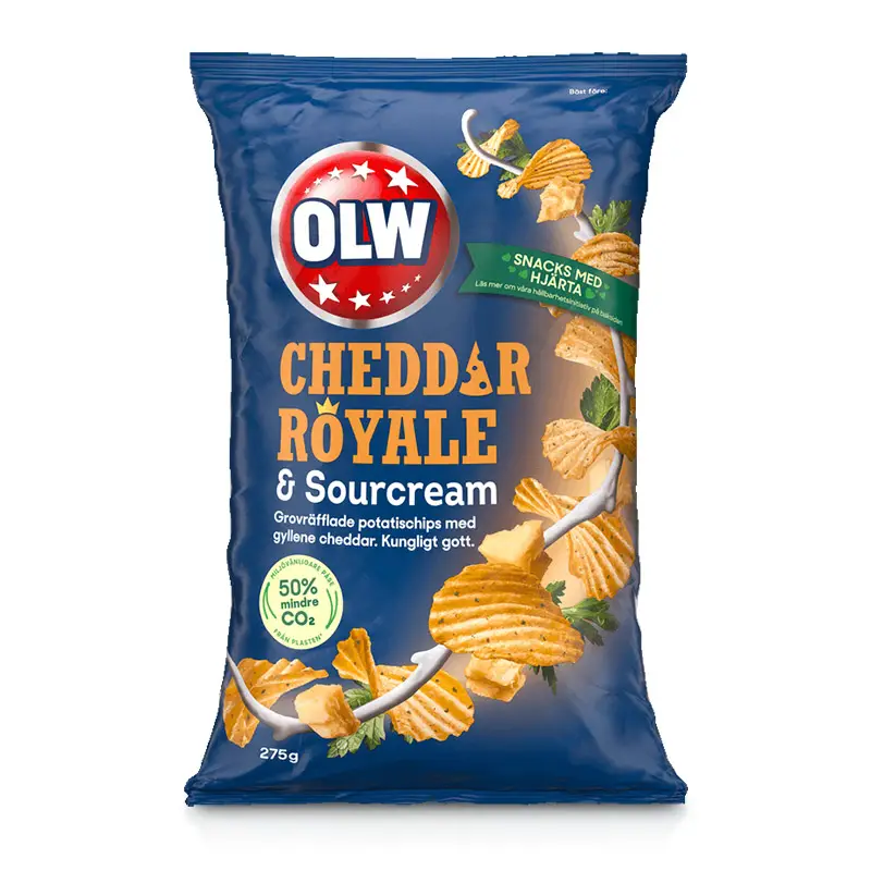 Chips Cheddar Royale & Sourcream 18 x 275 g från OLW | #5450100811 | Chips