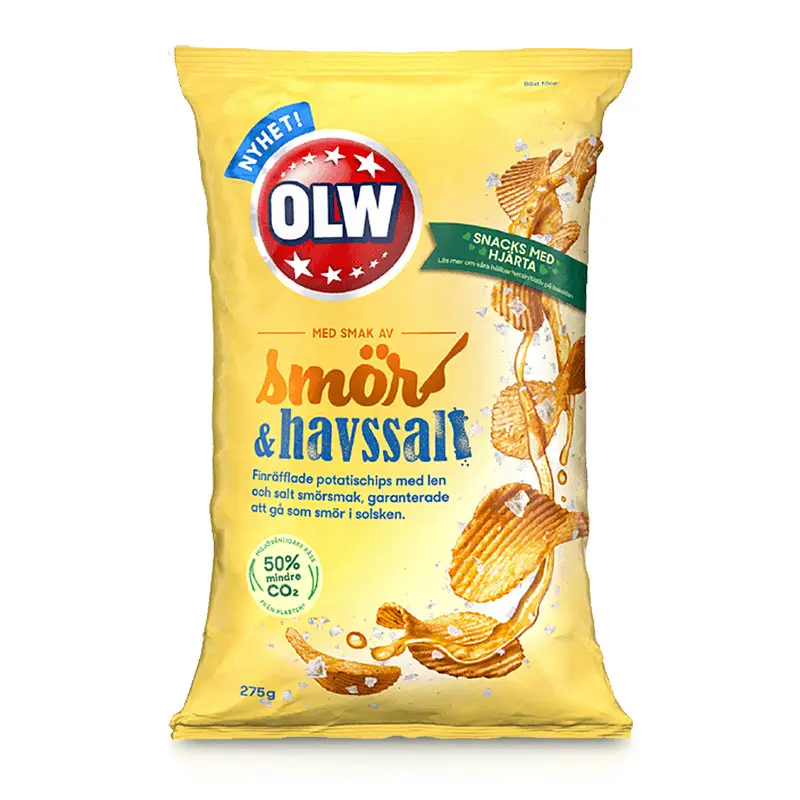 Chips Smör & Havssalt 18 x 275 g från OLW | #5450100987 | Chips