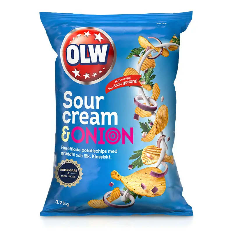 Chips Sourcream & Onion 18 x 175 g från OLW | #5450021239 | Chips