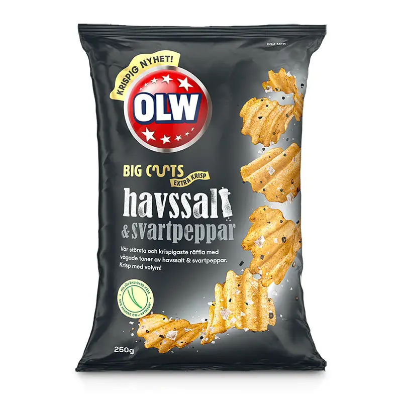 Chips Havssalt Svartpeppar 18 x 250 g från OLW | #5450100944 | Chips