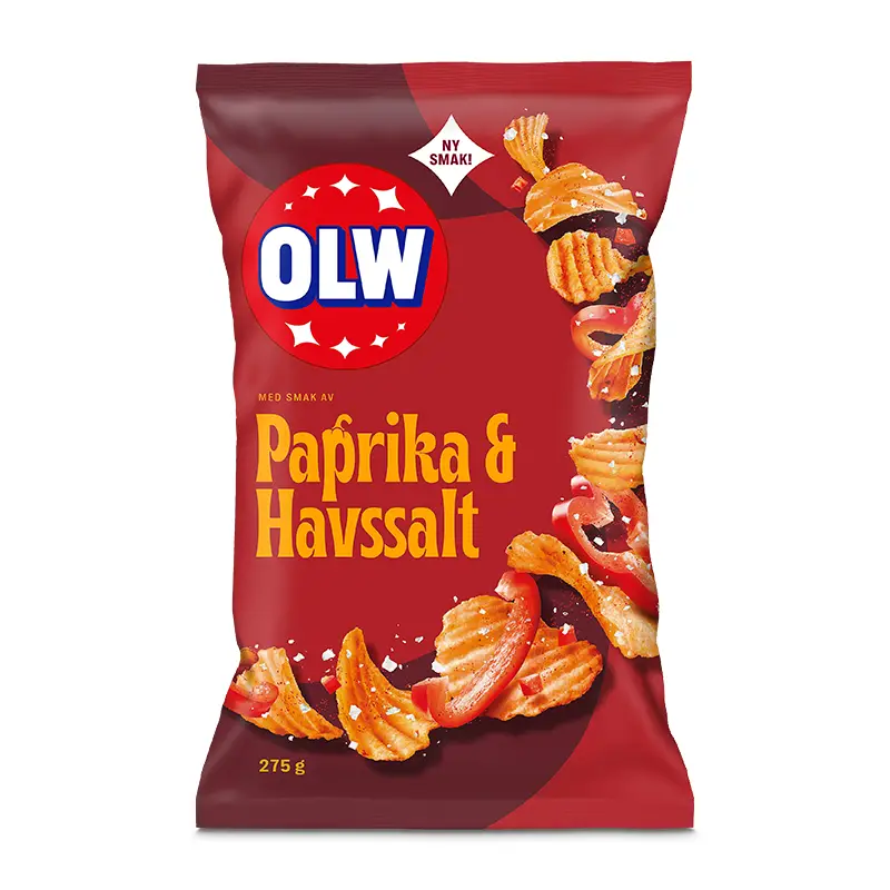 Chips Paprika & Havssalt 18 x 275 g från OLW | #5450101180 | Chips
