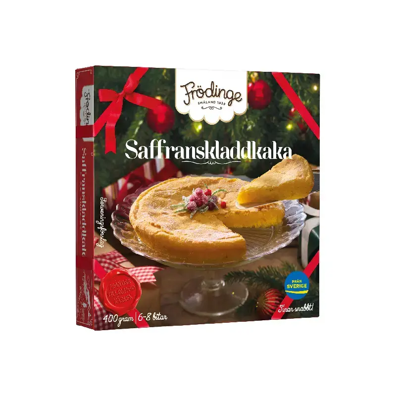 Saffranskladdkaka 8 x 400 g från Frödinge | #20352 | Tårtor & Dessertpaj