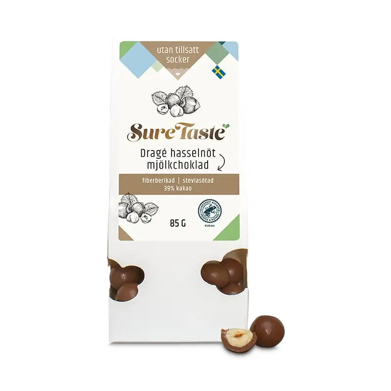 Drage Mjölkchoklad & Hasselnöt 12 x 85 g från Sure Taste | #18005 | Choklad
