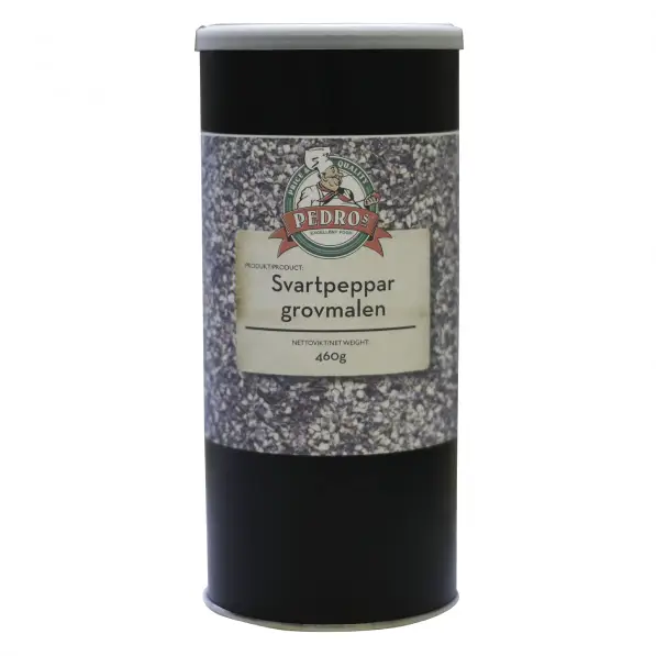 Svartpeppar Grovmalen 6 x 460 g från Pedros | #54019 | Kryddor