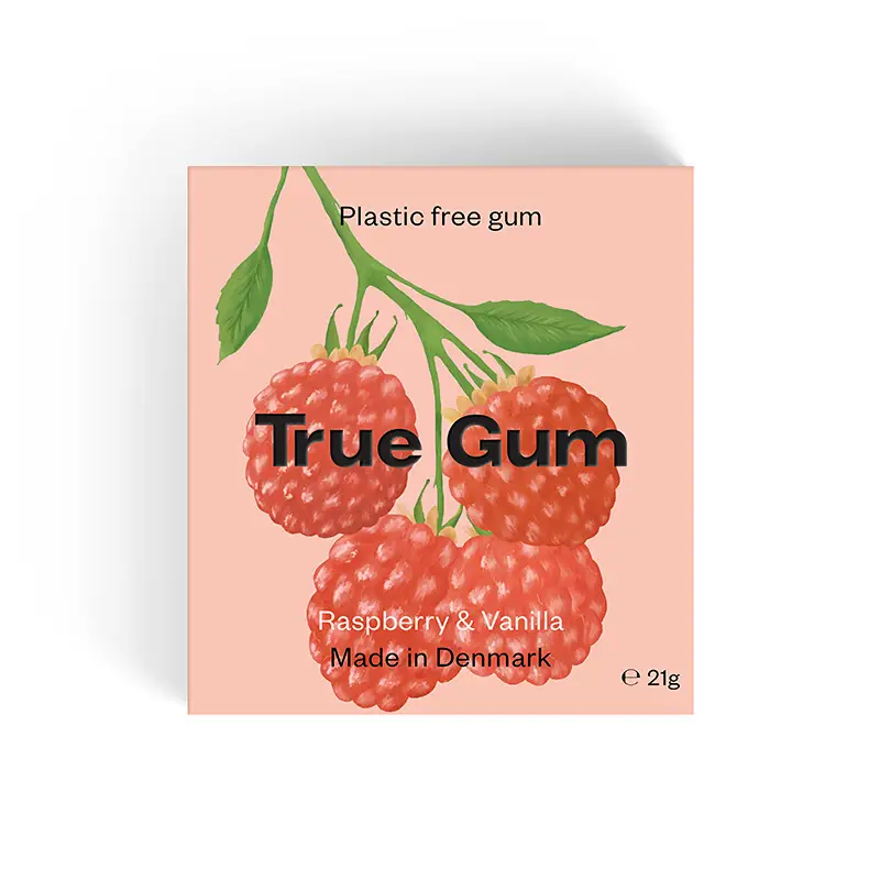 Tuggummi Hallon & Vanilj 24 x 21 g från True Gum | #1 | Tuggummin