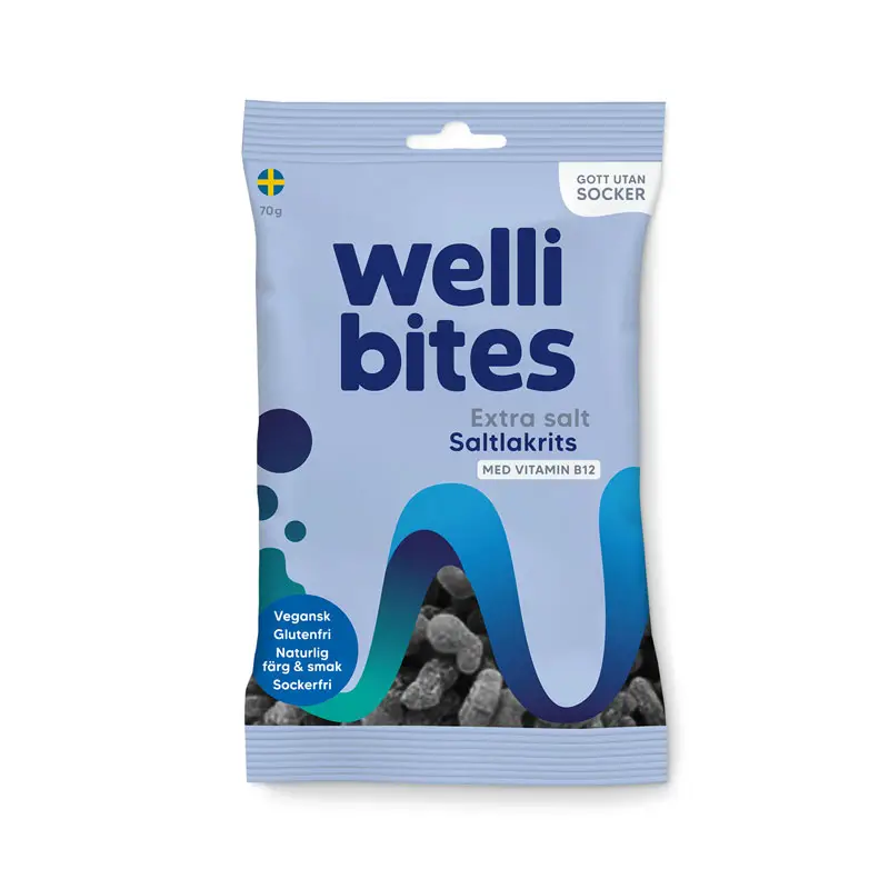 Extra salt saltlakrits 16 x 70 g från Wellibites | #88530567 | Godis