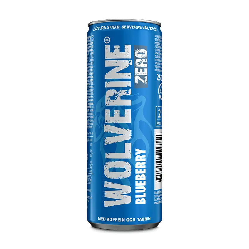 Wolverine Blueberry Zero 24 x 25 cl från Wolverine | #WOL001 | Energidrycker