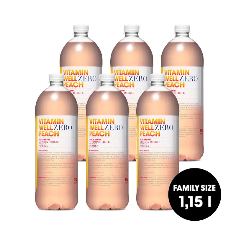 Zero Peach Storpack 1.15l 6 x 1.15 l från Vitamin Well | #VW1366 | Funktionsdryck